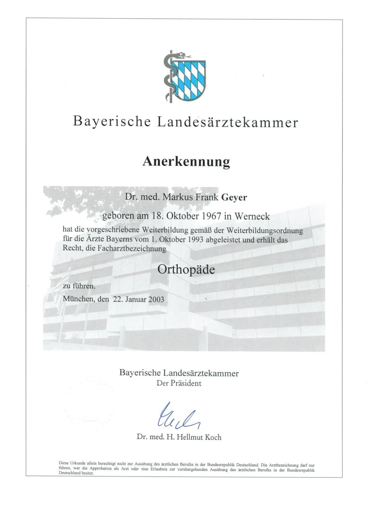 Facharzt für Orthopädie