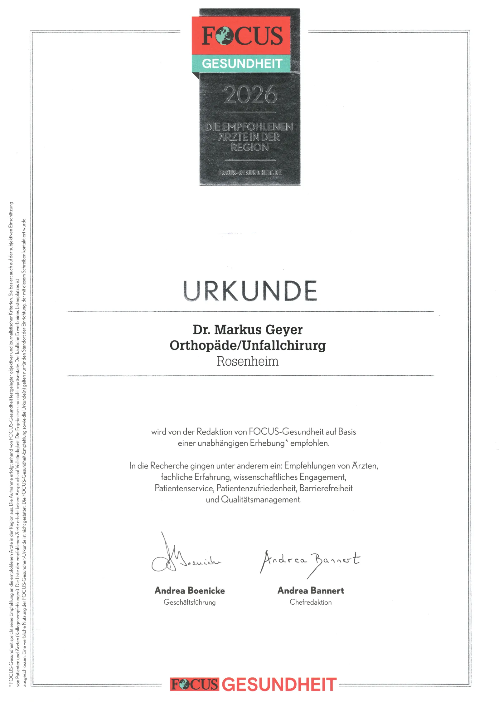 FOCUS-Empfehlung 2026